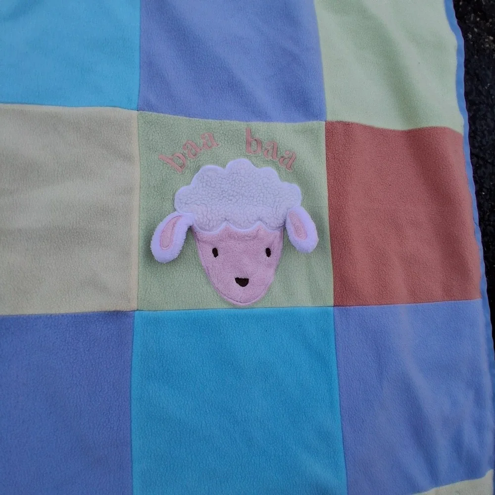 Vintage Baby Activity Blanket Rattle Crinkle Rainbow Monkey Duck Puppy Kitty